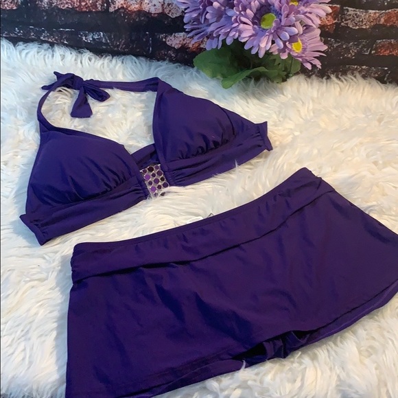 2 Bamboo top and skirt swimsuit - Picture 1 of 8